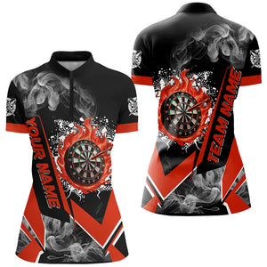 Personalized Dartboard Fire Flame Smoke Custom Dart Shirts For Women, Darts Team Jerseys | Red TDM3008