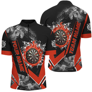 Personalized Dartboard Fire Flame Smoke Custom Dart Shirts For Men, Darts Team Jerseys | Red TDM3008