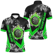 Load image into Gallery viewer, Personalized Dartboard Fire Flame Smoke Custom Dart Shirts For Men, Darts Team Jerseys | Green TDM3009