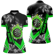 Load image into Gallery viewer, Personalized Dartboard Fire Flame Smoke Custom Dart Shirts For Women, Darts Team Jerseys | Green TDM3009