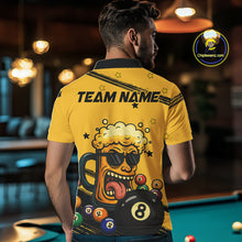 Load image into Gallery viewer, Personalized Yellow Black Funny Beer 8 Ball Billiard Shirt For Men Custom Pool Team Jersey TDM5236