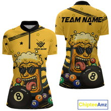 Load image into Gallery viewer, Personalized Yellow Black Funny Beer 8 Ball Billiard Shirt For Women Custom Pool Team Jersey TDM5236