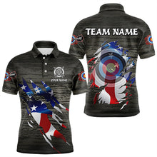 Load image into Gallery viewer, Personalized Grey Grunge USA Flag Archery Shirts For Men, American Patriotic Archery Team Jerseys TDM3243