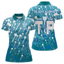 Load image into Gallery viewer, Aim The Tip Arrow Pattern Custom Dart Shirts For Women, Funny Dart Team Shirts Dart Jerseys | Blue TDM3246