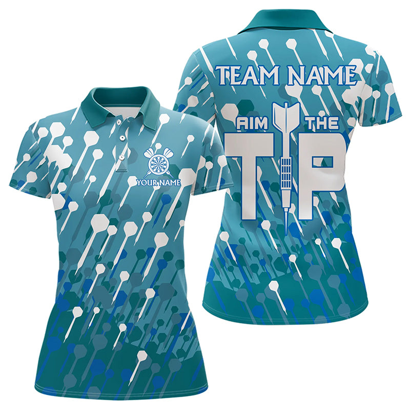 Aim The Tip Arrow Pattern Custom Dart Shirts For Women, Funny Dart Team Shirts Dart Jerseys | Blue TDM3246
