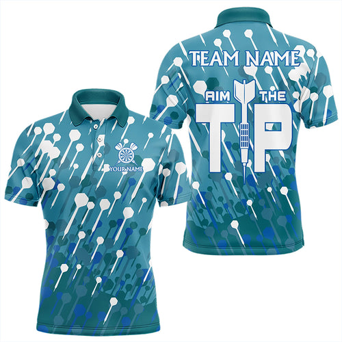 Aim The Tip Arrow Pattern Custom Dart Shirts For Men, Funny Dart Team Shirts Dart Jerseys | Blue TDM3246