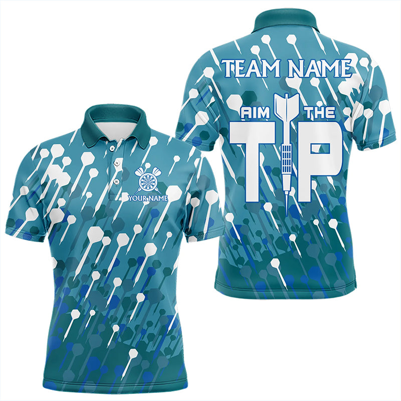 Aim The Tip Arrow Pattern Custom Dart Shirts For Men, Funny Dart Team Shirts Dart Jerseys | Blue TDM3246