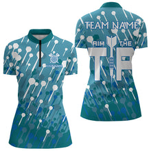 Load image into Gallery viewer, Aim The Tip Arrow Pattern Custom Dart Shirts For Women, Funny Dart Team Shirts Dart Jerseys | Blue TDM3246