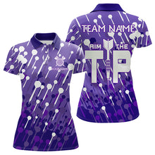 Load image into Gallery viewer, Aim The Tip Arrow Pattern Custom Dart Shirts For Women, Funny Dart Team Shirts Dart Jerseys | Purple TDM3247