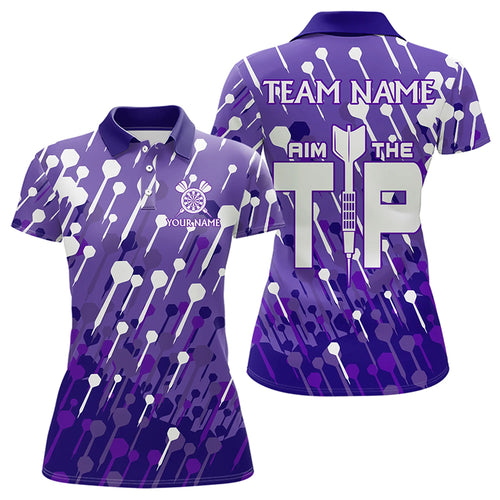 Aim The Tip Arrow Pattern Custom Dart Shirts For Women, Funny Dart Team Shirts Dart Jerseys | Purple TDM3247