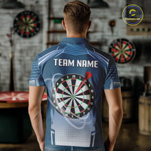 Load image into Gallery viewer, Blue Dartboard Lights Custom Darts Polo &amp; Quarter Zip For Men, Personalized 3D Darts Team Jersey TDM5497