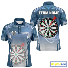 Load image into Gallery viewer, Blue Dartboard Lights Custom Darts Polo &amp; Quarter Zip For Men, Personalized 3D Darts Team Jersey TDM5497