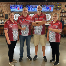 Load image into Gallery viewer, Red Dartboard Lights Custom Darts Polo &amp; Quarter Zip For Men, Personalized 3D Darts Team Jersey TDM5498