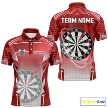 Load image into Gallery viewer, Red Dartboard Lights Custom Darts Polo &amp; Quarter Zip For Men, Personalized 3D Darts Team Jersey TDM5498