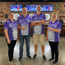Load image into Gallery viewer, Purple Dartboard Lights Custom Darts Polo &amp; Quarter Zip For Men, Personalized 3D Darts Team Jersey TDM5499