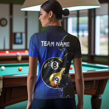 Load image into Gallery viewer, Funny Ying And Yang Eyes Of Wolf Billiard Shirts For Women Custom 8 &amp; 9 Ball Billiard Jerseys | Blue TDM3597