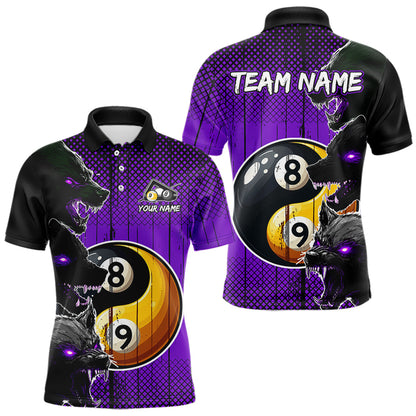 Funny Ying And Yang Eyes Of Wolf Billiard Shirts For Men Custom 8 & 9 Ball Billiard Jerseys |Purple TDM3598