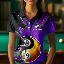 Load image into Gallery viewer, Funny Ying And Yang Eyes Of Wolf Billiard Shirts For Women Custom 8 &amp; 9 Ball Billiard Jerseys |Purple TDM3598