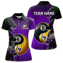 Load image into Gallery viewer, Funny Ying And Yang Eyes Of Wolf Billiard Shirts For Women Custom 8 &amp; 9 Ball Billiard Jerseys |Purple TDM3598