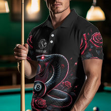 Load image into Gallery viewer, Personalized Rose 8 Ball Pool Cobra Snake Billiard Shirts For Men, Billiard Jerseys Polo &amp; 1/4 Zip TDM3748