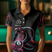 Load image into Gallery viewer, Personalized Rose 8 Ball Pool Cobra Snake Billiard Shirts For Women, Billiard Jerseys Polo &amp; 1/4 Zip TDM3748