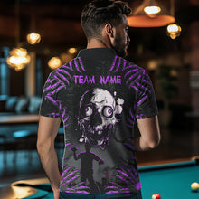Load image into Gallery viewer, Funny Skull Claw Pattern Custom Men Billiard Shirts, Grunge Purple Black Team Billiard Jerseys TDM3751
