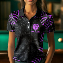 Load image into Gallery viewer, Funny Skull Claw Pattern Custom Women Billiard Shirts, Grunge Purple Black Team Billiard Jerseys TDM3751