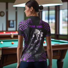 Load image into Gallery viewer, Funny Skull Claw Pattern Custom Women Billiard Shirts, Grunge Purple Black Team Billiard Jerseys TDM3751