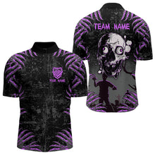 Load image into Gallery viewer, Funny Skull Claw Pattern Custom Men Billiard Shirts, Grunge Purple Black Team Billiard Jerseys TDM3751
