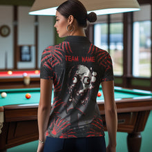 Load image into Gallery viewer, Funny Skull Claw Pattern Custom Women Billiard Shirts, Grunge Red Black Team Billiard Jerseys TDM3752