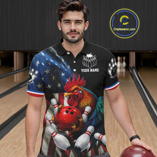 Load image into Gallery viewer, American Flag Rooster Bowling Jersey For Men Custom Patriotic Bowling Shirt Team Polo &amp; 1/4 Zip TDM6119