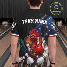 Load image into Gallery viewer, American Flag Rooster Bowling Jersey For Men Custom Patriotic Bowling Shirt Team Polo &amp; 1/4 Zip TDM6119
