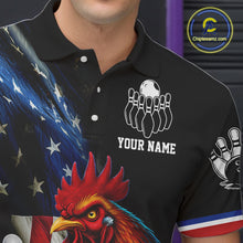 Load image into Gallery viewer, American Flag Rooster Bowling Jersey For Men Custom Patriotic Bowling Shirt Team Polo &amp; 1/4 Zip TDM6119