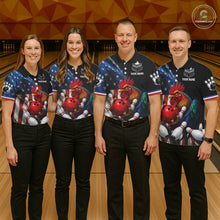 Load image into Gallery viewer, American Flag Rooster Bowling Jersey For Men Custom Patriotic Bowling Shirt Team Polo &amp; 1/4 Zip TDM6119