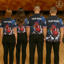 Load image into Gallery viewer, American Flag Rooster Bowling Jersey For Men Custom Patriotic Bowling Shirt Team Polo &amp; 1/4 Zip TDM6119