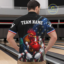 Load image into Gallery viewer, American Flag Rooster Bowling Jersey For Men Custom Patriotic Bowling Shirt Team Polo &amp; 1/4 Zip TDM6119