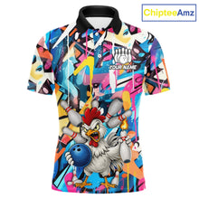 Load image into Gallery viewer, Funny Rooster Colorful Graffiti Style Custom Bowling Shirt For Men, Bowling Jersey Polo &amp; 1/4 Zip TDM6120
