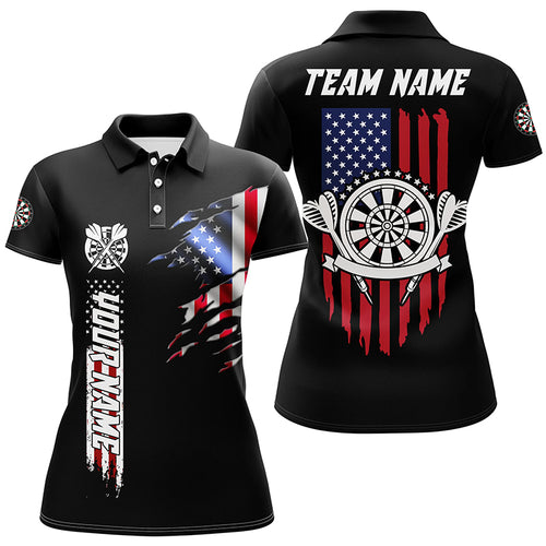Personalized Retro American Flag Darts Polo Shirts Custom Patriotic Darts Jerseys For Women TDM1477