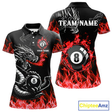 Load image into Gallery viewer, Personalized Red Flaming Dragon 8 Ball Billiard Shirts For Women Custom Team League Billiard Jerseys TDM4220