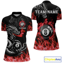 Load image into Gallery viewer, Personalized Red Flaming Dragon 8 Ball Billiard Shirts For Women Custom Team League Billiard Jerseys TDM4220