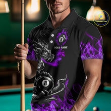 Load image into Gallery viewer, Personalized Purple Flaming Dragon 8 Ball Billiard Shirt For Men, Team League Billiard Jerseys TDM4221