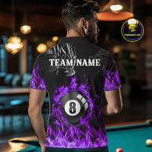 Load image into Gallery viewer, Personalized Purple Flaming Dragon 8 Ball Billiard Shirt For Men, Team League Billiard Jerseys TDM4221