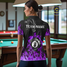 Load image into Gallery viewer, Personalized Purple Flaming Dragon 8 Ball Billiard Shirt For Women, Team League Billiard Jerseys TDM4221