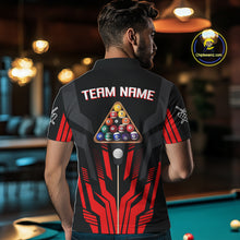 Load image into Gallery viewer, Personalized Red Black 8 Ball Pool Shirt For Men Custom Billiard League Team Jersey Polo &amp; 1/4 Zip TDM4225