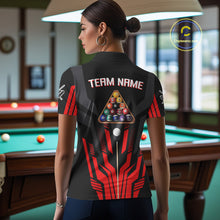 Load image into Gallery viewer, Personalized Red Black 8 Ball Pool Shirt For Women Custom Billiard League Team Jersey Polo &amp; 1/4 Zip TDM4225