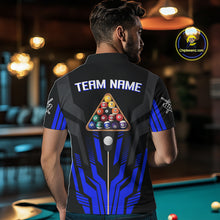 Load image into Gallery viewer, Personalized Blue Black 8 Ball Pool Shirt For Men Custom Billiard League Team Jersey Polo, 1/4 Zip TDM4226