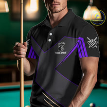 Load image into Gallery viewer, Personalized Purple Black 8 Ball Pool Shirt For Men, Billiard League Team Jersey Polo &amp; 1/4 Zip TDM4227