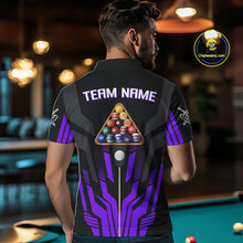 Load image into Gallery viewer, Personalized Purple Black 8 Ball Pool Shirt For Men, Billiard League Team Jersey Polo &amp; 1/4 Zip TDM4227