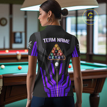 Load image into Gallery viewer, Personalized Purple Black 8 Ball Pool Shirt For Women, Billiard League Team Jersey Polo &amp; 1/4 Zip TDM4227