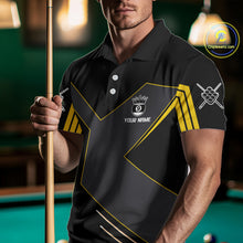 Load image into Gallery viewer, Personalized Yellow Black 9 Ball Pool Shirt For Men, Billiard League Team Jersey Polo &amp; 1/4 Zip TDM4228